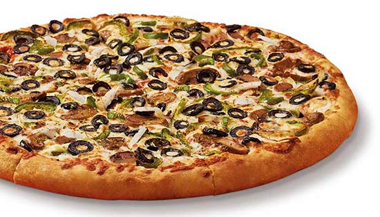 Extramostbestest Veggie Large Round Pizza With Green Peppers Onions Mushrooms Black